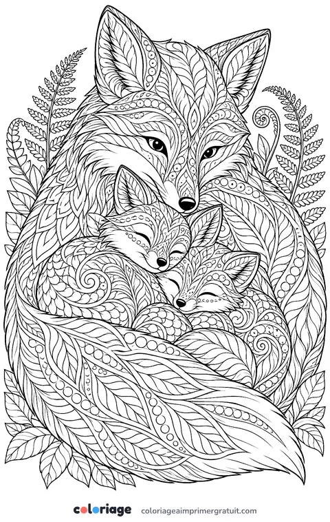 Coloriage renarde zentangle