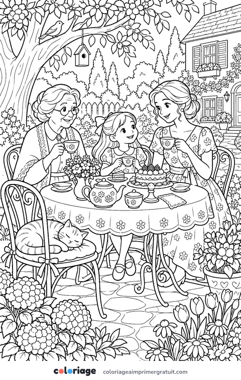 Coloriage trois générations