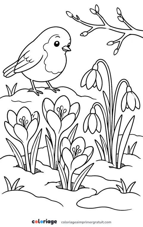 Coloriage crocus sous la neige