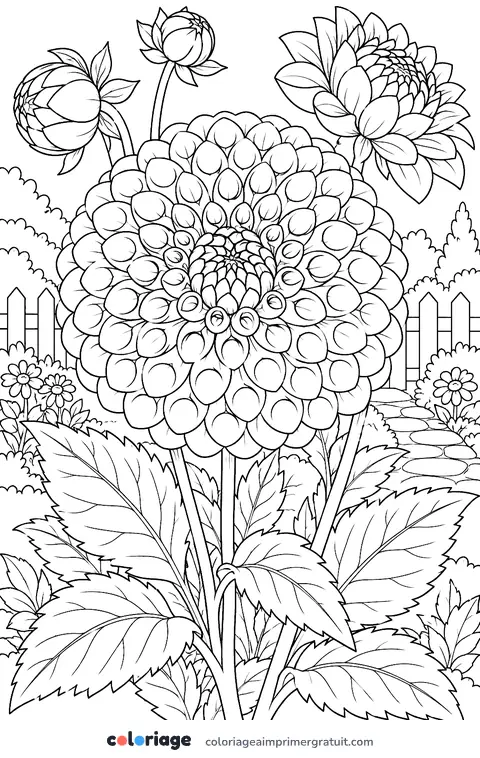 Coloriage dahlia pompon