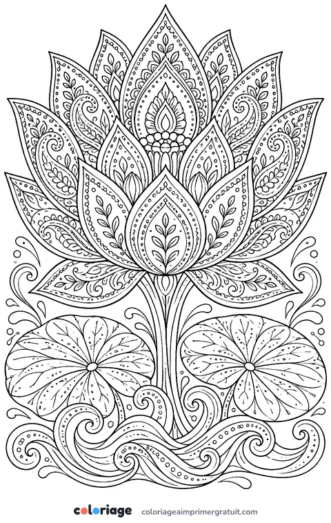 Coloriage lotus ornemental