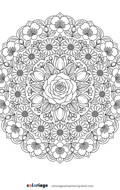 Coloriage mandala floral