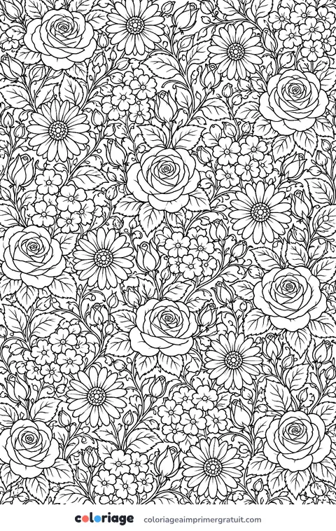 Coloriage motif fleuri liberty