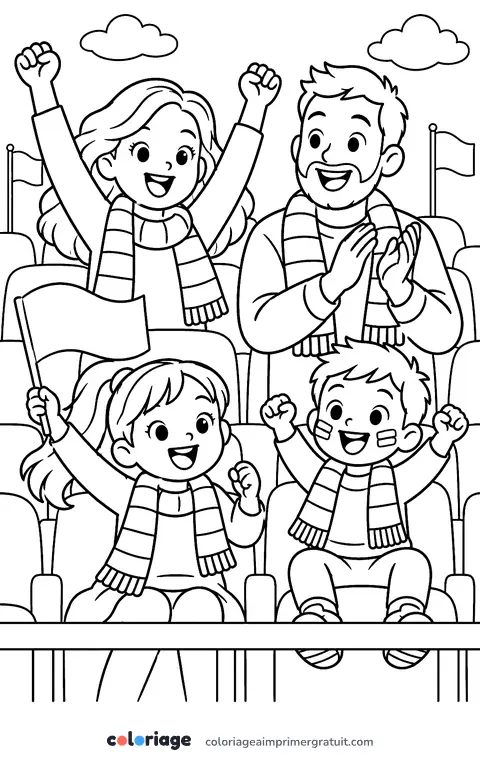 Coloriage famille de supporters