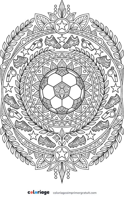 Coloriage mandala du foot