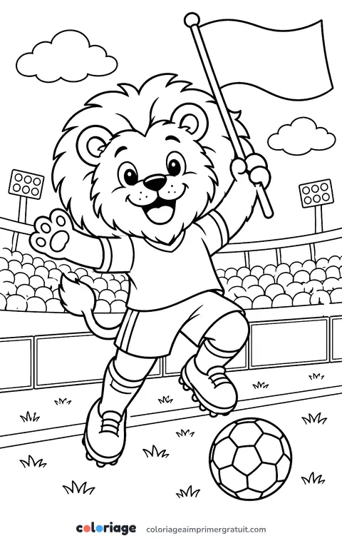 Coloriage mascotte lion