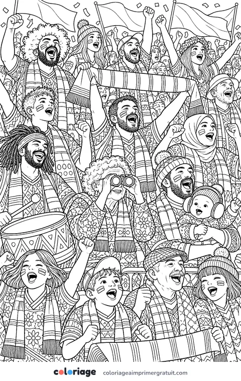 Coloriage tribune en fête
