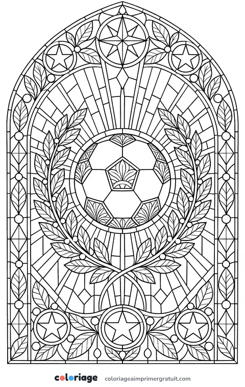 Coloriage vitrail du foot