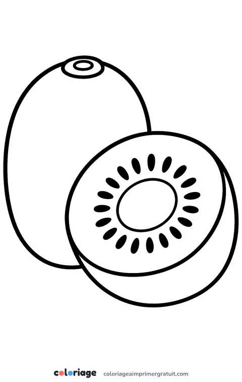 Coloriage kiwi coupé