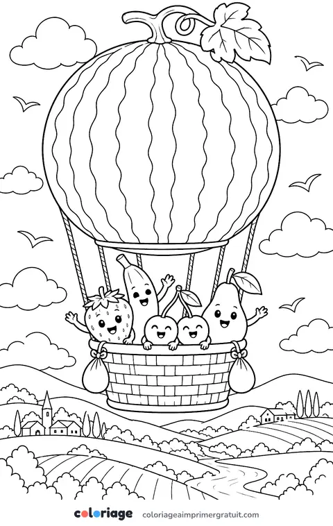 Coloriage montgolfière melon