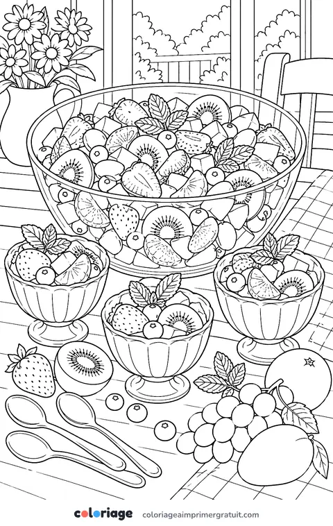 Coloriage salade de fruits