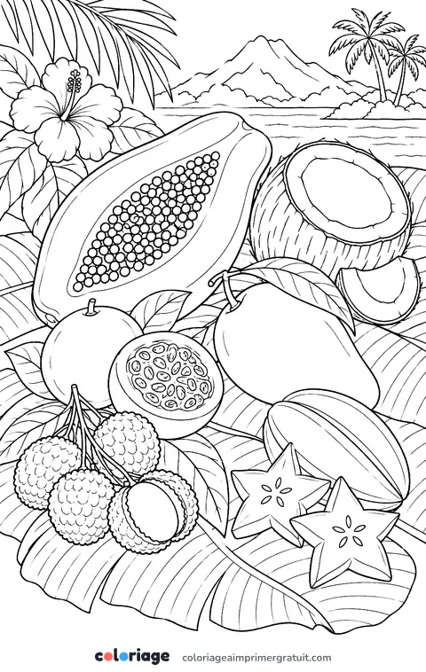 Coloriage fruits tropicaux