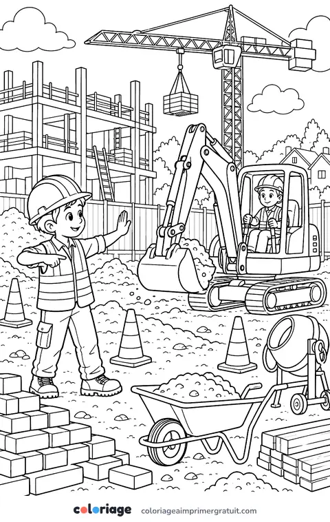 Coloriage sur le chantier