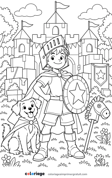 Coloriage déguisé en chevalier