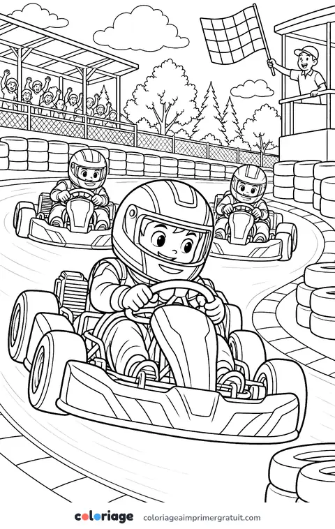 Coloriage course de karting