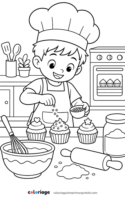 Coloriage petit pâtissier