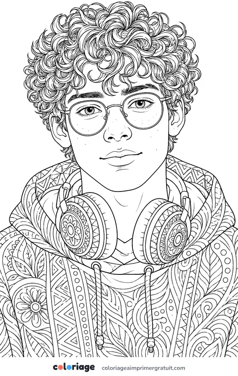 Coloriage portrait d’ado