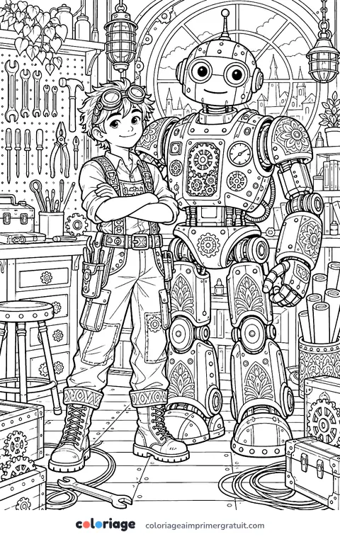 Coloriage le robot de l’inventeur