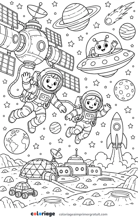 Coloriage station spatiale