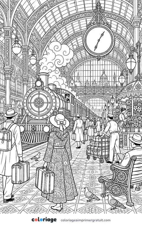Coloriage grande gare