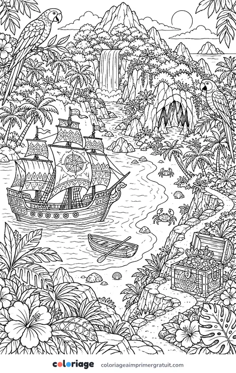 Coloriage île au trésor