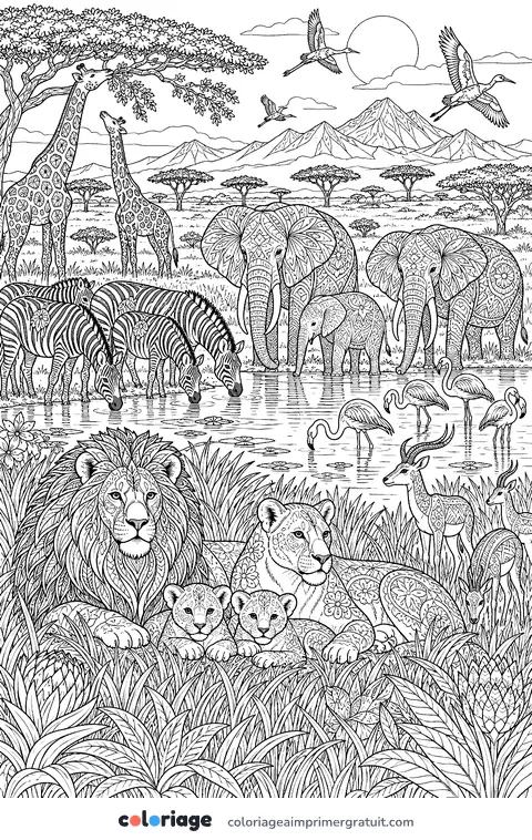 Coloriage savane africaine
