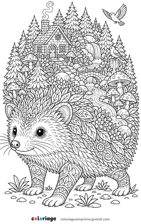 Coloriage la forêt sur le dos