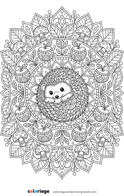 Coloriage mandala hérisson