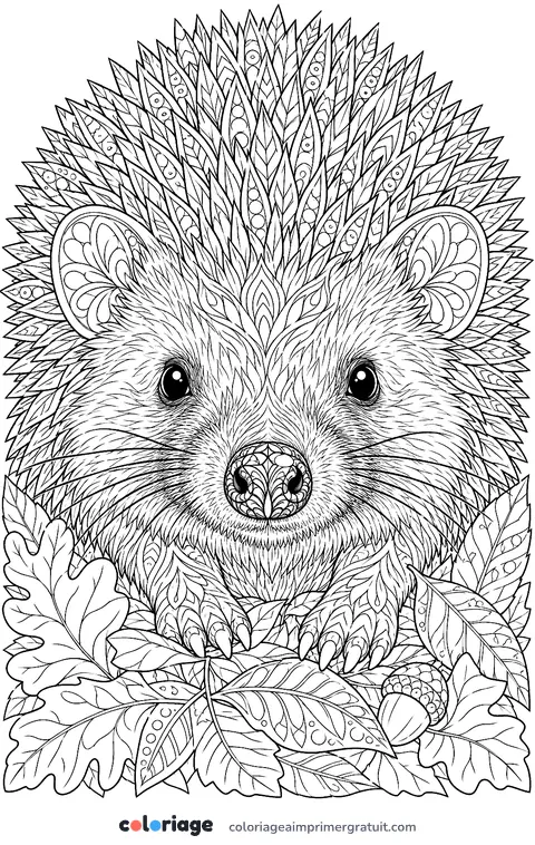 Coloriage portrait de hérisson réaliste