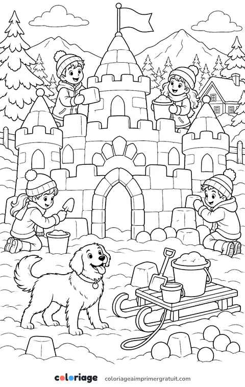 Coloriage château de neige