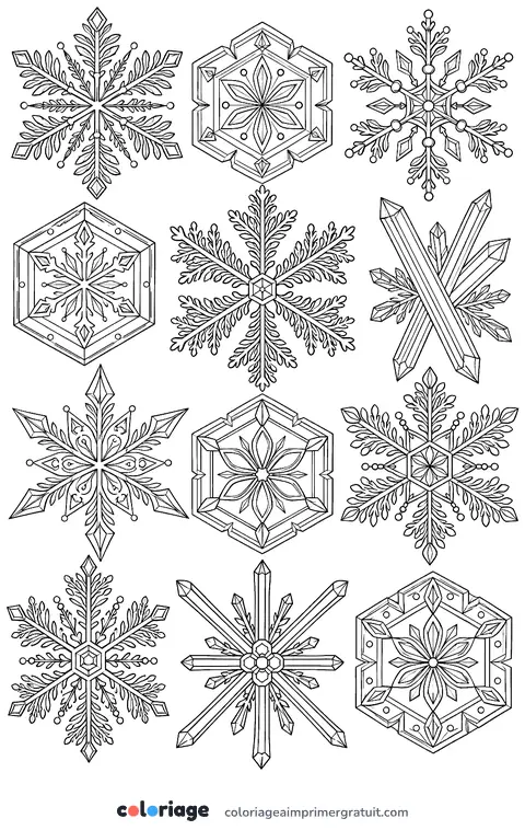 Coloriage cristaux de neige