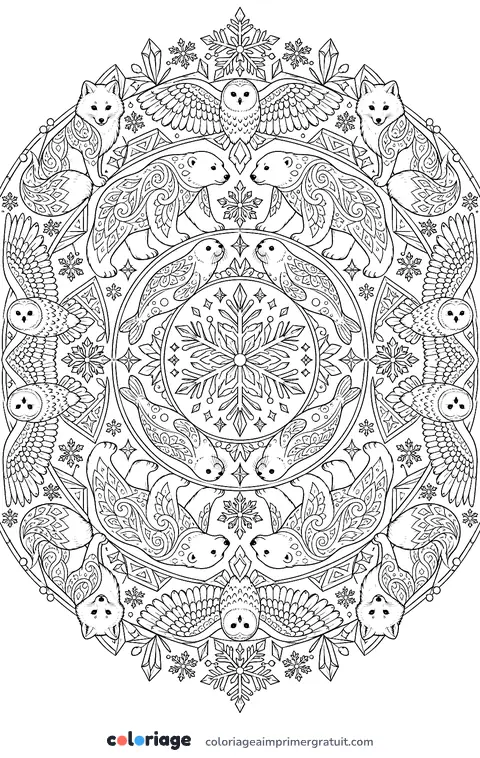 Coloriage mandala du Grand Nord