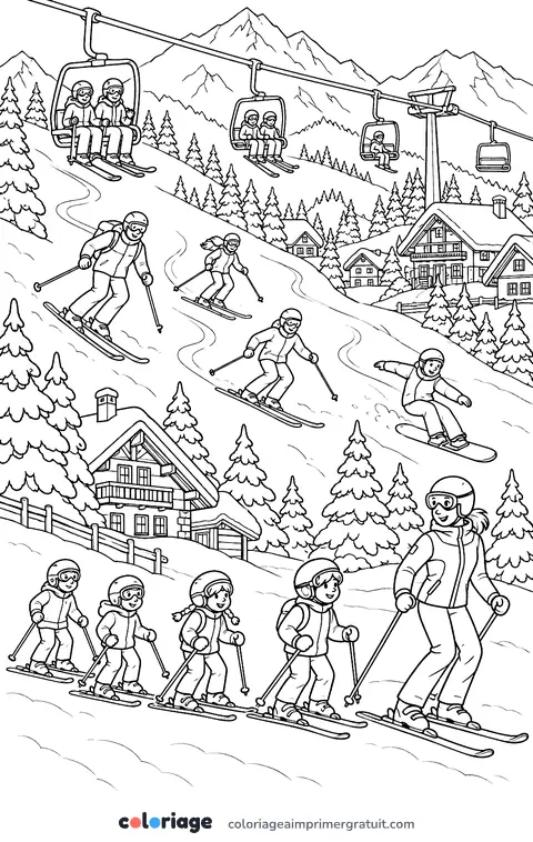 Coloriage station de ski