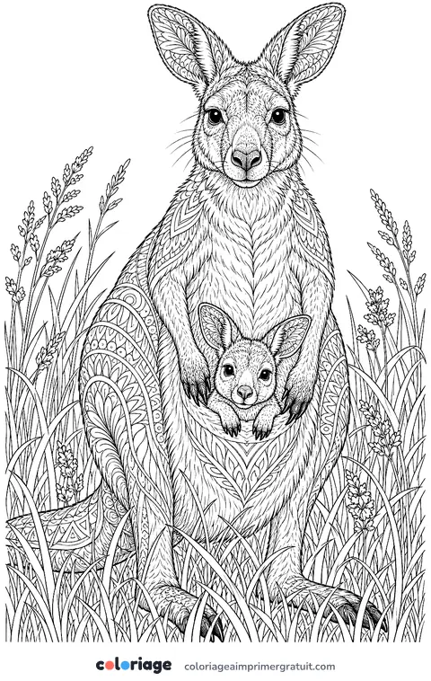 Coloriage mère et petit réalistes