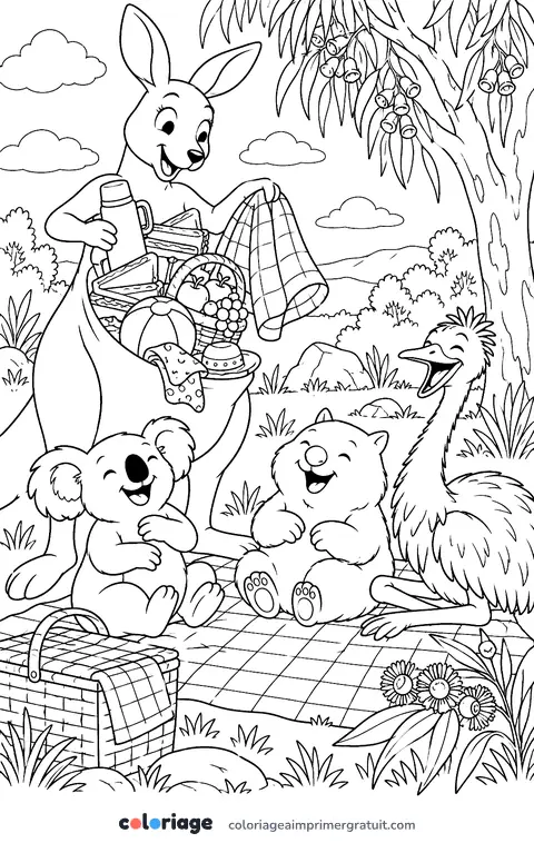 Coloriage pique-nique dans la poche