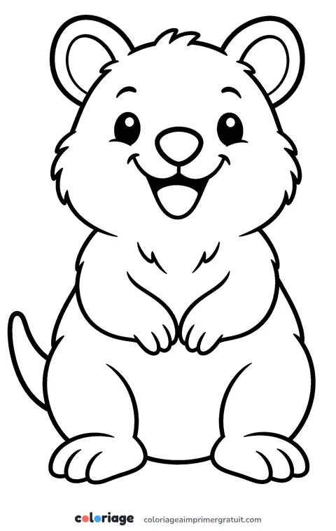 Coloriage quokka souriant
