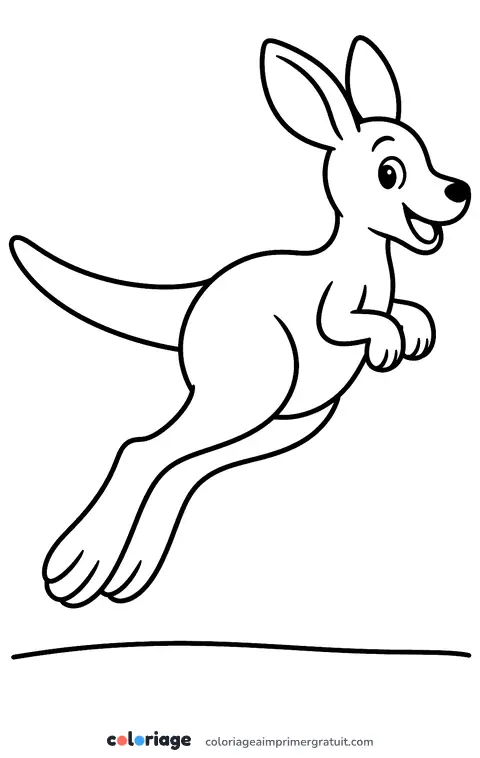 Coloriage kangourou qui saute
