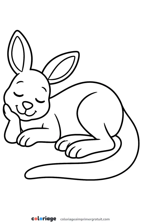 Coloriage kangourou qui fait la sieste