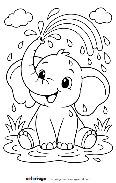 Coloriage douche de l’éléphant