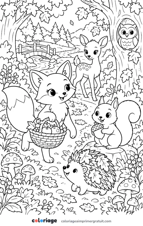 Coloriage forêt d’automne