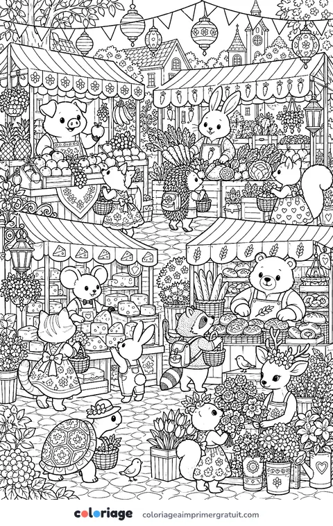 Coloriage marché des animaux