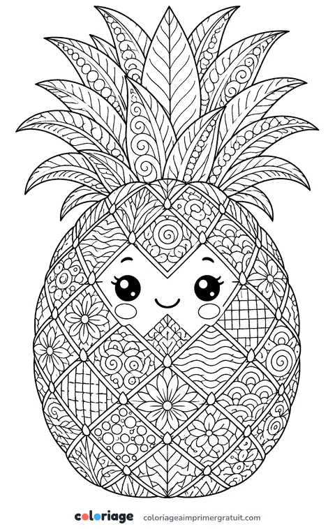 Coloriage ananas zentangle