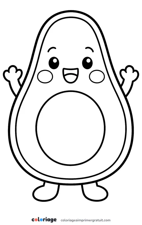 Coloriage avocat kawaii