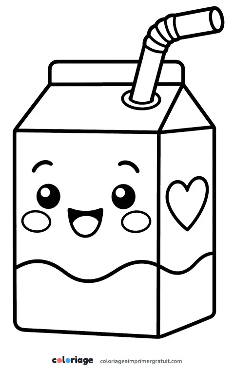 Coloriage brique de lait kawaii
