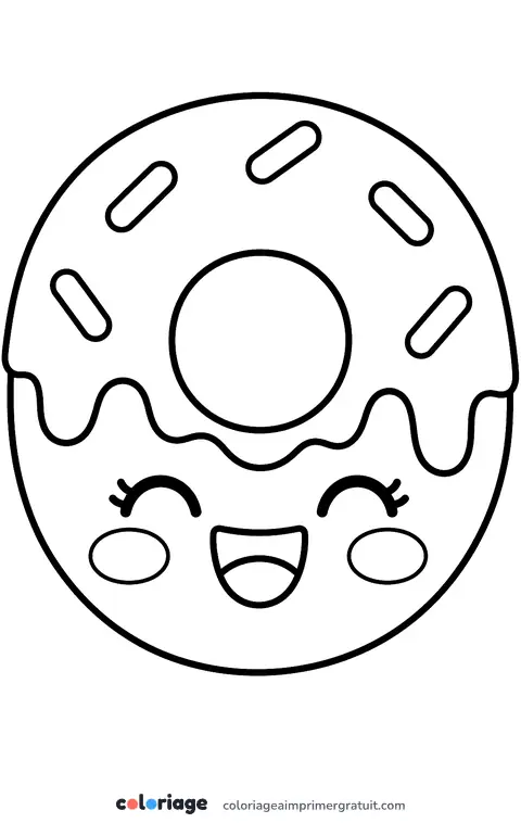 Coloriage donut kawaii
