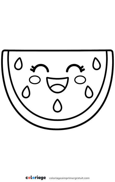 Coloriage pastèque kawaii