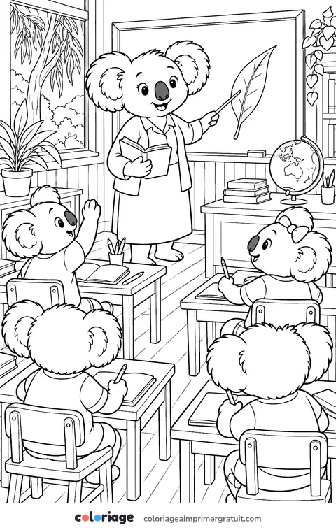 Coloriage la classe des koalas