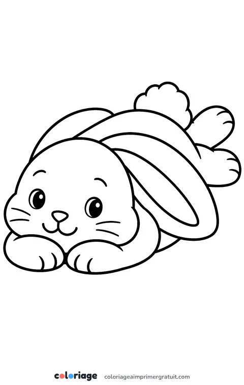 Coloriage lapin allongé