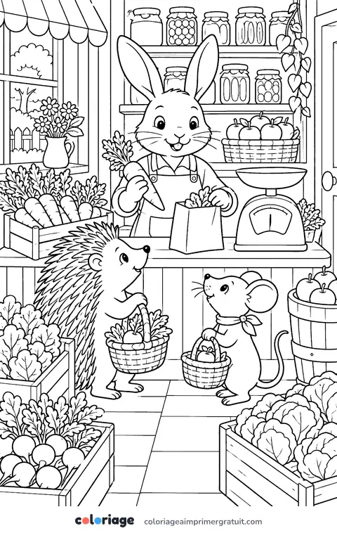 Coloriage l’épicerie du lapin