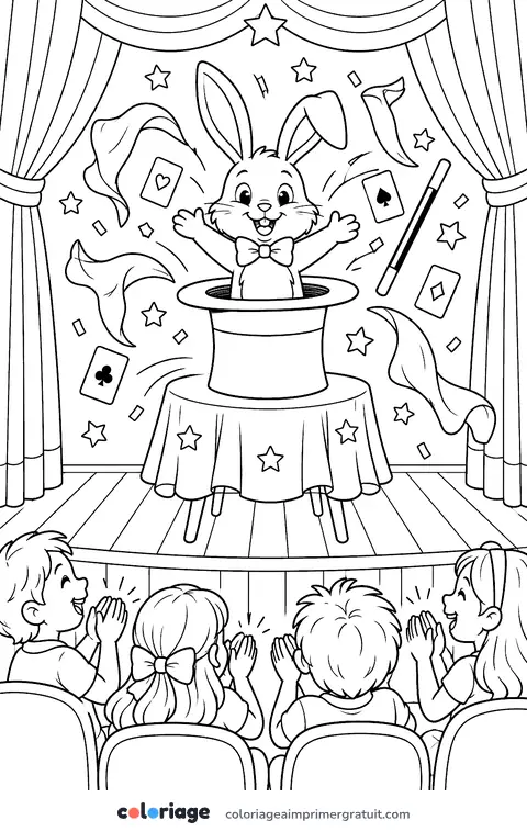 Coloriage lapin du magicien